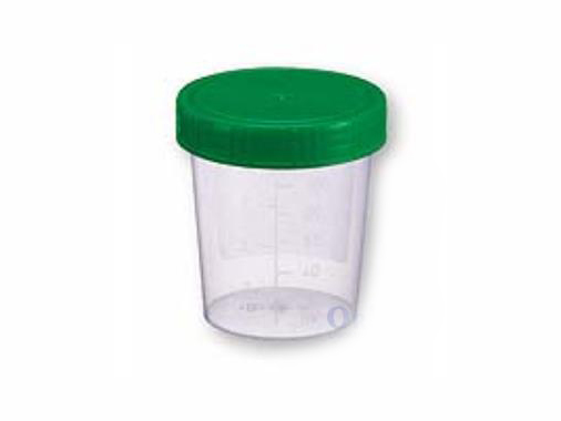 İdrar Kabı, PP, 125 ml, Taksimatlı, PE Yeşil Vidalı Kapaklı